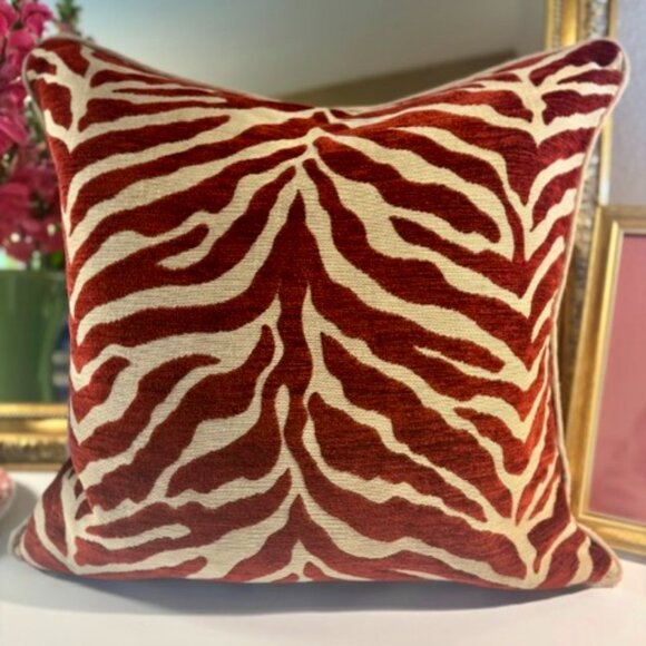 Zebra Pillow 18 x 18 with Down Insert - Picture 2 of 3